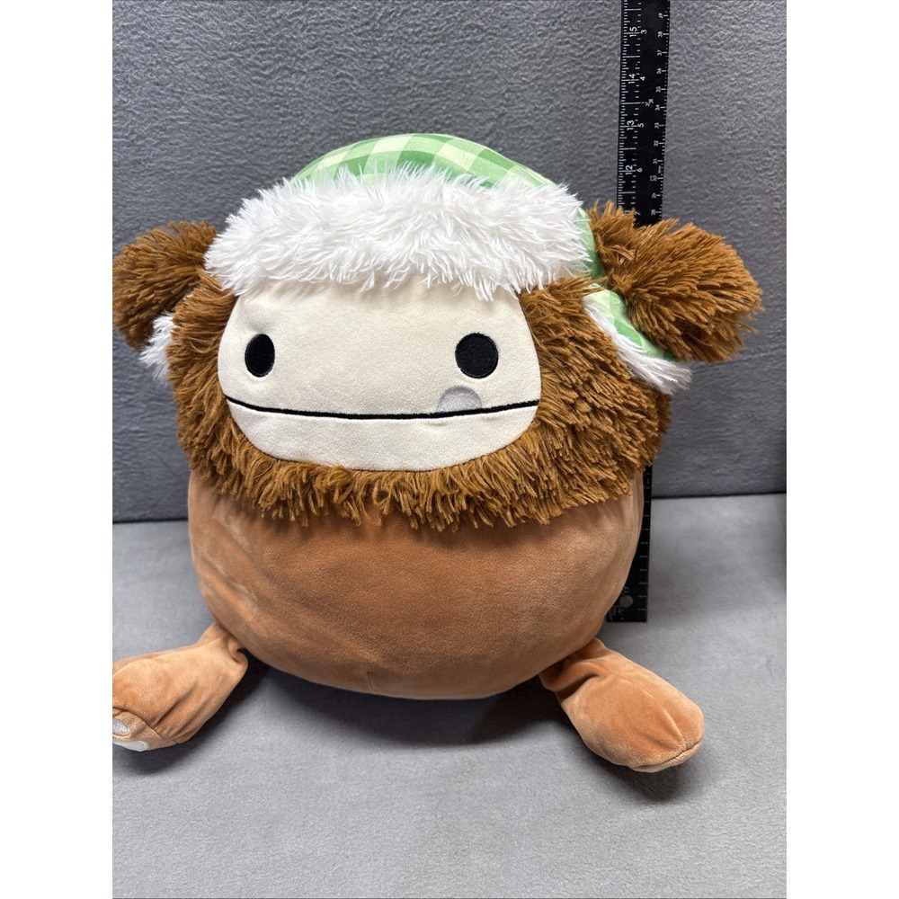 Squishmallow 12" BENNY Bigfoot Brown Yeti Winter Trapper Hat Holiday 2023 Plush